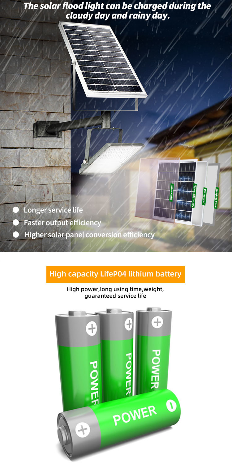 Garden LED Solar Outdoor Flood Lights With Remote Control High Luminous 6500K