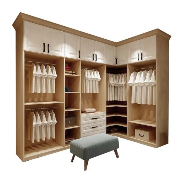 Wood Style PANEL Big Corner Open Wardrobe Cabinet for Home Villa Hotel Apartment