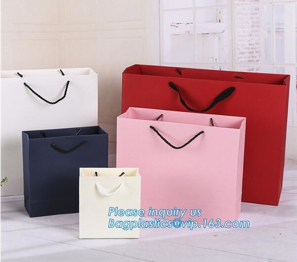 Luxury paper bags with handles Different Sizes,250gsm art paper shopping carrier bag custom printing with handle rope