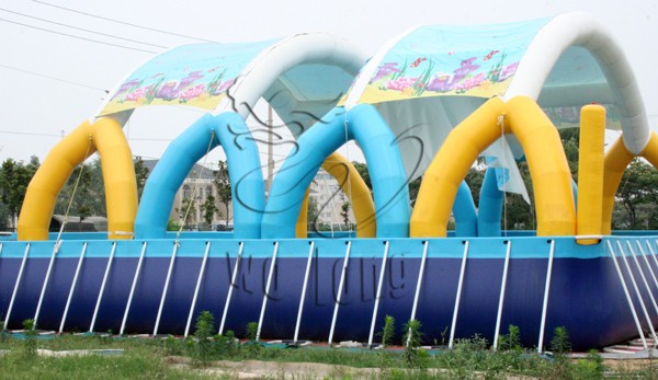 hot pvc steel frame pool with tent