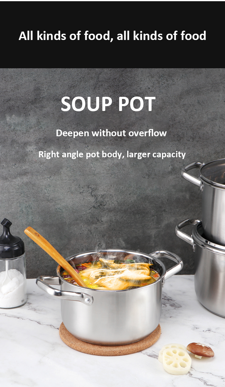 Hot Sale 10 Piece Royal Kitchen Cookware Set Stainless Pot Cooking Cookware Soup Pot