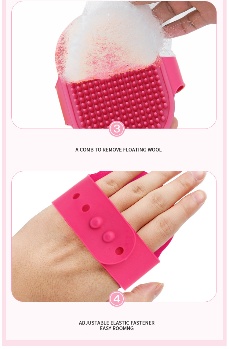 Adjustable Handle Dog Bath Brush TPR Massage Rubber Curry Comb Dog Grooming