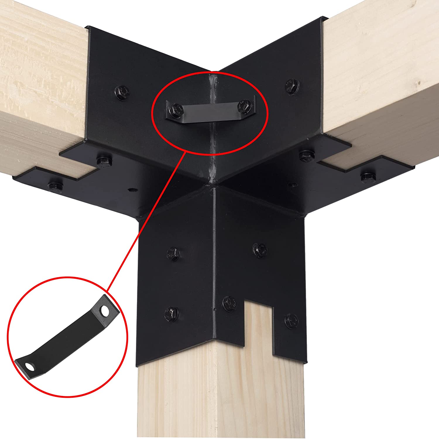 Pergola Brackets 3-Way Corner Brackets Durable Steel Pergola Kit Base Brackets