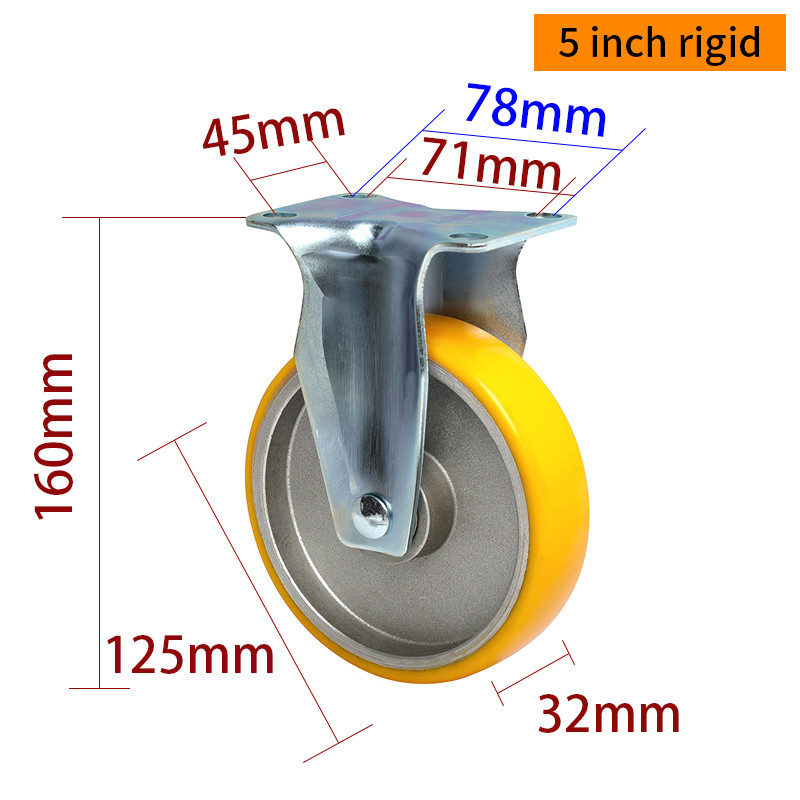 EDL Medium Duty 5inch 150kg Plate TPU Caster by Rigid, Swivel and Brake type