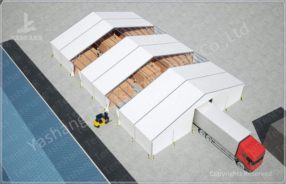 Sliding Gate Logistics White Industrial Canopy Shelter Outside Storage Tent