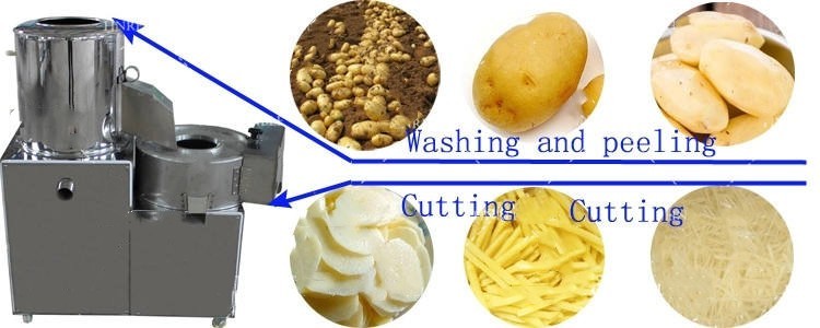 100kg commercial potato peeling cutting machine french fries cutter potato chips slicer