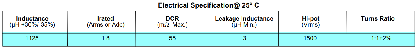 EPZ3110-LF Common Mode Choke for Filter Applications Surface Mount Mounting