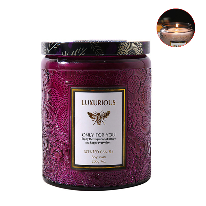Tapered Vegan Soy Candles Scented 20cm Height In Amber Glass Jar