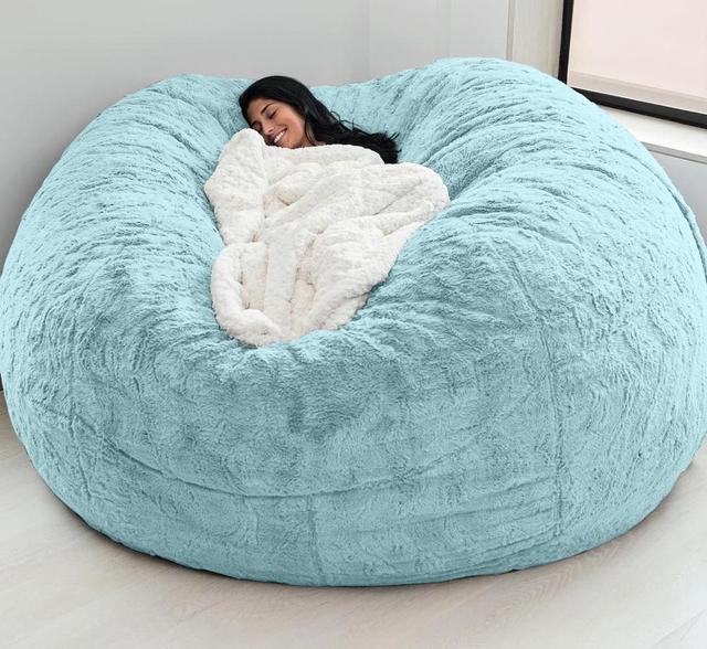 Outdoor 7Ft Giant Bean Bag Lounge Chair Soft Faux Fur Fabric EPS Fill