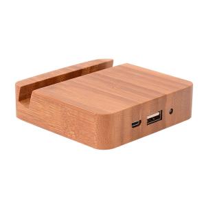 5200mAh Wooden Power Bank , Wireless Charging Bank With Holder Function