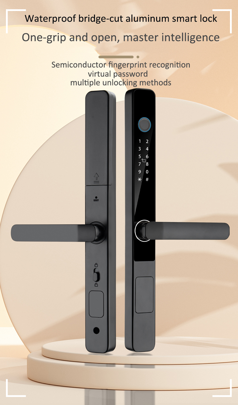 Qleung S608 Waterproof TTlock Tuya Smart Key Digital Locks Fingerprint Aluminum Electric Sliding Glass Door Smart Home Door Lock