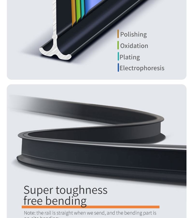 Ceiling Bendable Silent Curtain Track Curved For Shower Room