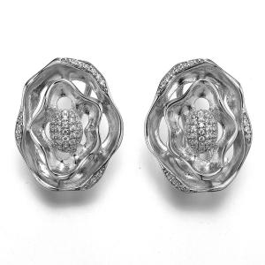  Gold Earrings Design 925 Silver CZ Earrings Oval Swirl Ear Cuff Earrings Manufactures