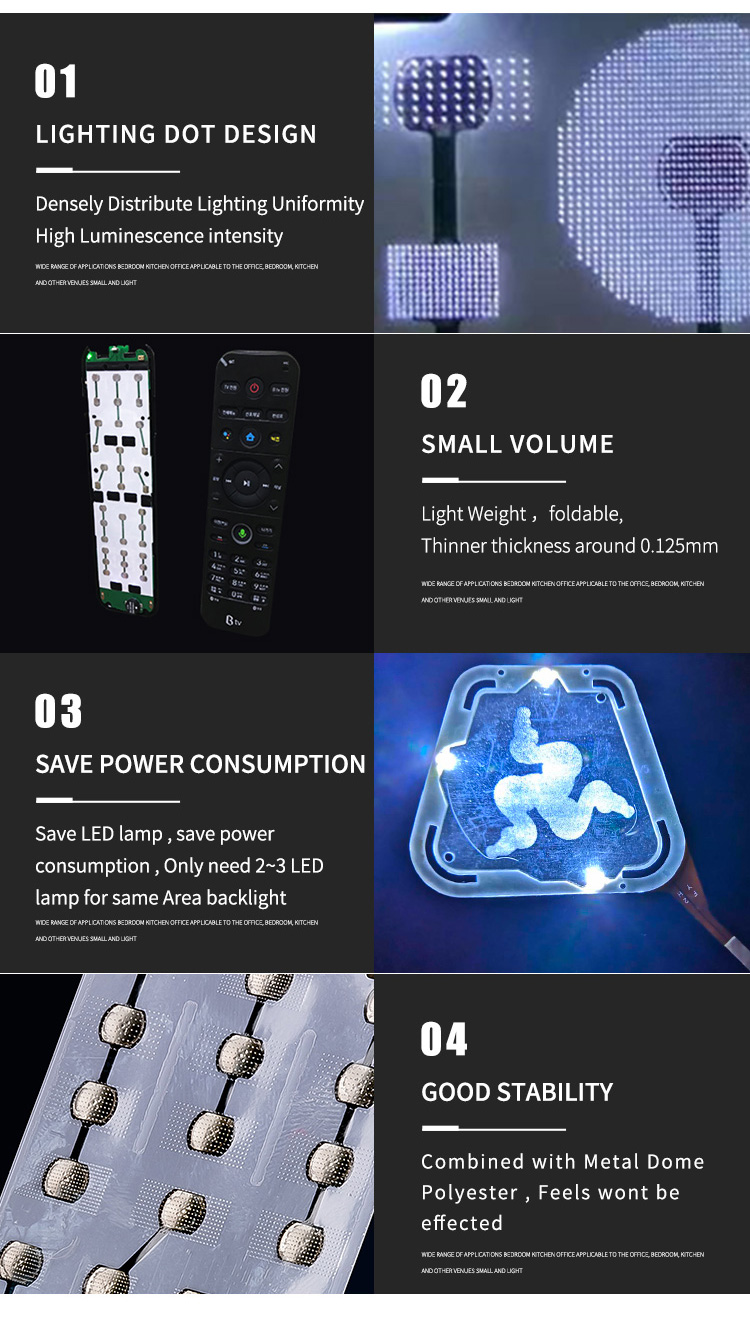Lighting Uniformity LGF Dome Array Black Light Guide Film PET For Keyboard