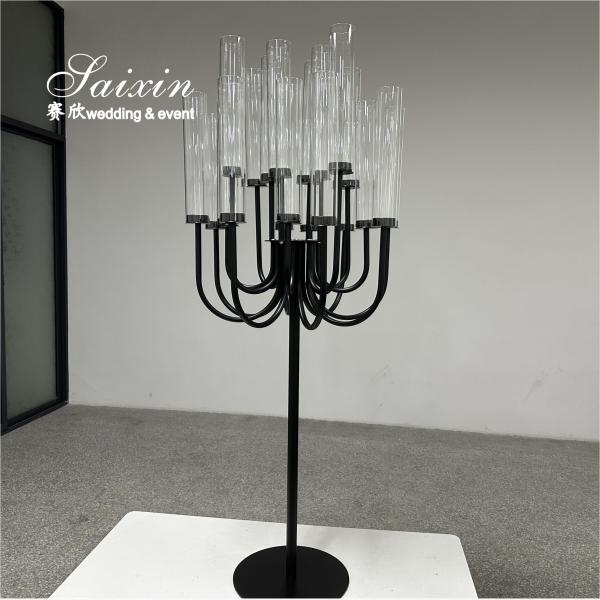 New Design Event Decorative 20 Arms Black Metal Candelabra For Wedding