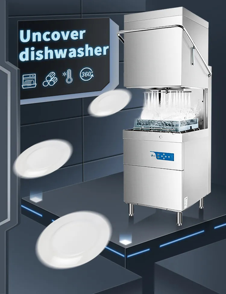 OEM Hood Type Dishwasher Freestanding Conveyor Restaurant Dishwashing Equipment