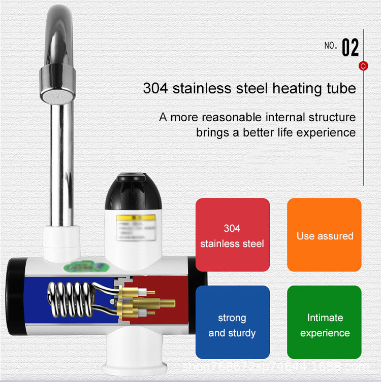 3000W Instant Electric Water Heater Tap RoHs Kitchen Faucet With Temperature Display