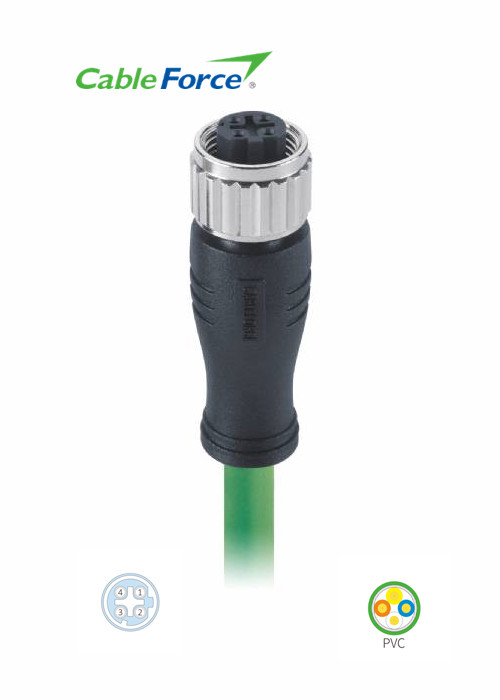 EMI Shielded Free End M12 Ethernet Connector D Code With Cat5e S / FTP Cable