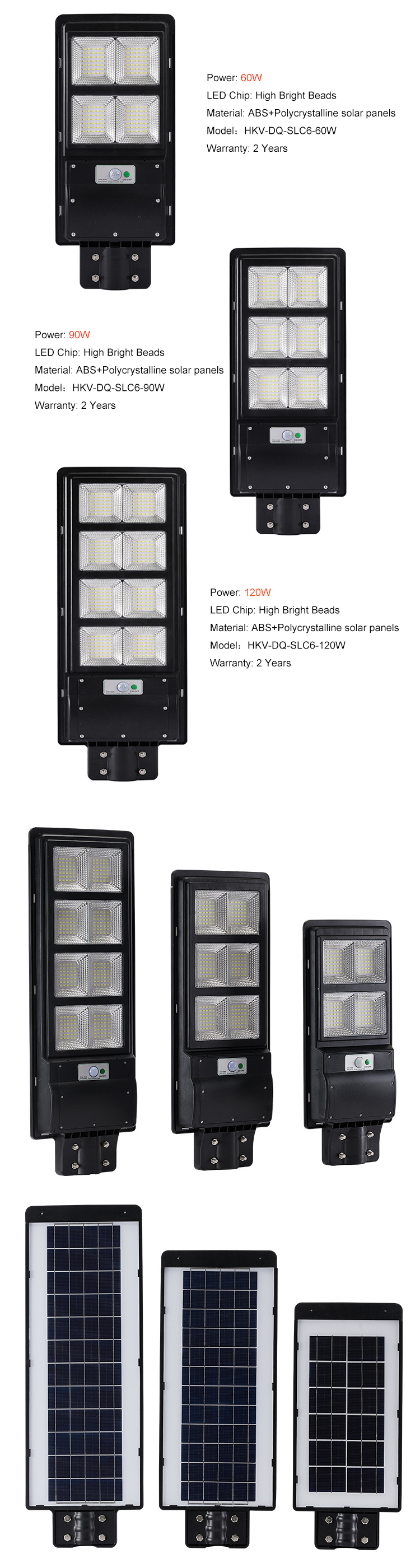 120W Waterproof IP65 6500K Integrated Solar LED Street Light