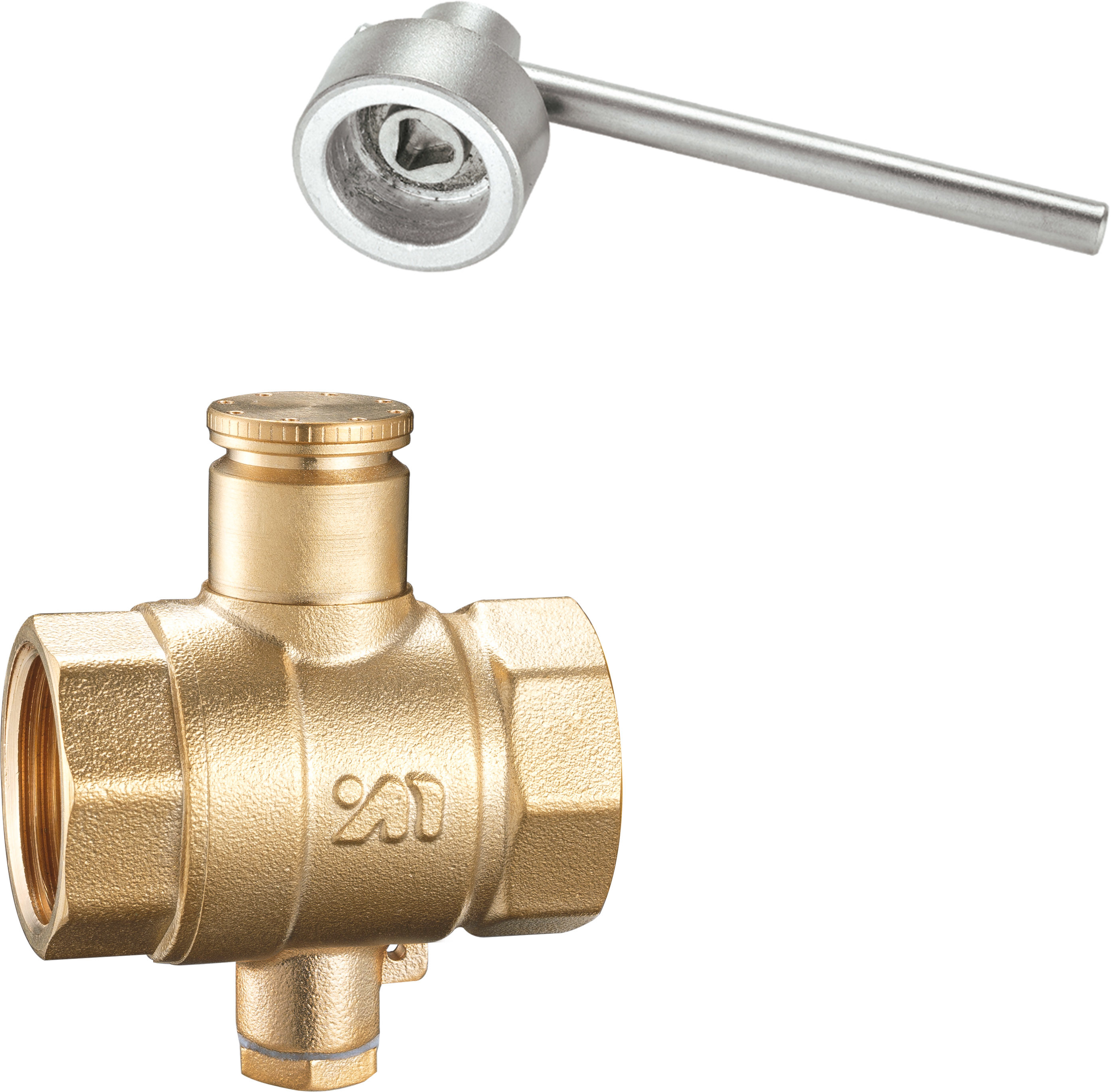 1302 Triangle Patterned Magnetic Lockable Ball Valve for Water Meter with Dust Proof Cover for Lead Seal & Bottom Outlet