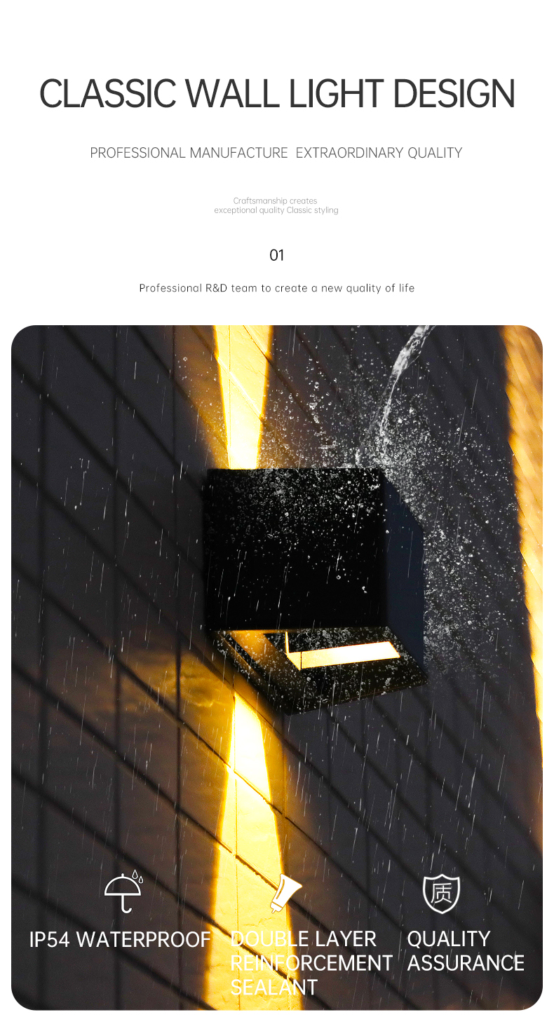 Dusk to Dawn 3.7V 1300mAh Wall Mounted Solar Light Up And Down outdoor lamp