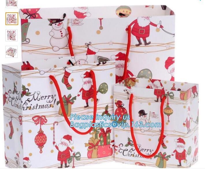 Luxury paper bags with handles Different Sizes,250gsm art paper shopping carrier bag custom printing with handle rope