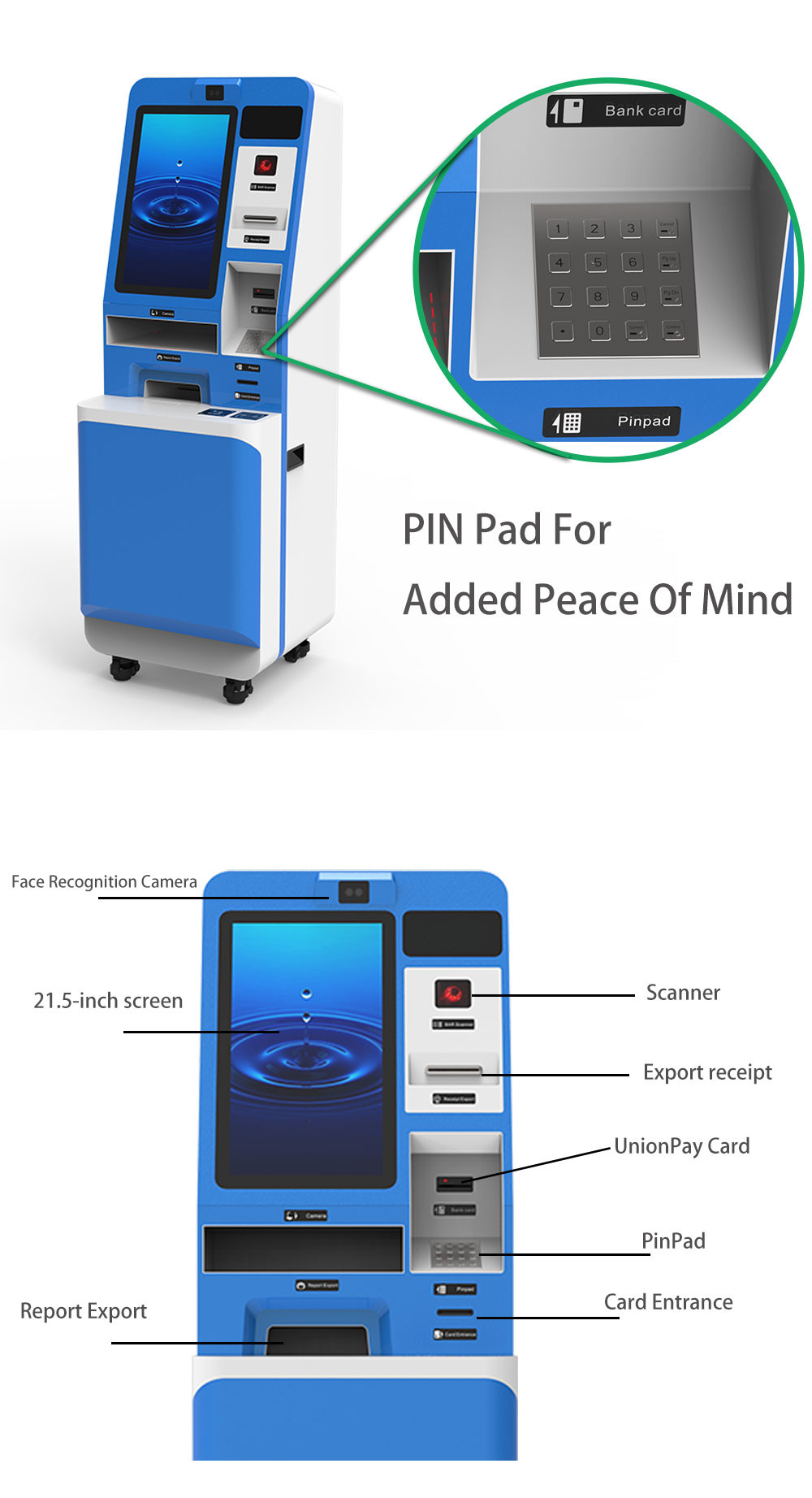 Hospital Self Service Check Out Kiosk With Smart Digital Card Reader Terminal Printer