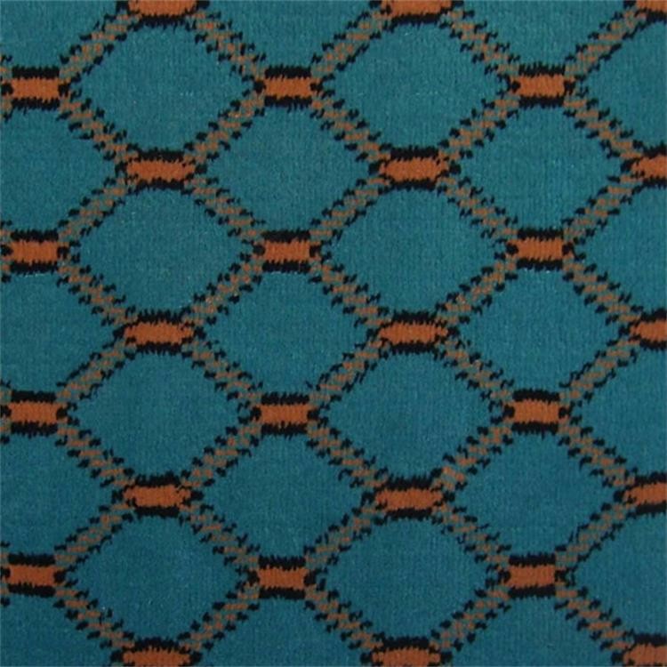 Decorative Room Carpet Flooring Colorful Printed Grid Pattern Wilton Design