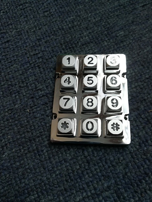 IP65 waterproof metallic die cast blue led 5V voltage illuminated numeric keypads with male pin out connector