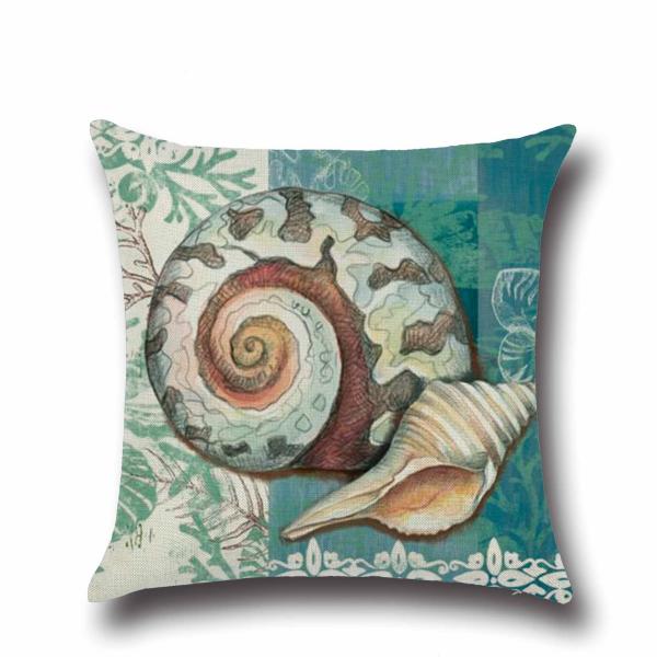 Beach Throw Pillow Covers Sea Theme Sea Horse-Seashell-Fish-Starfish Nautical