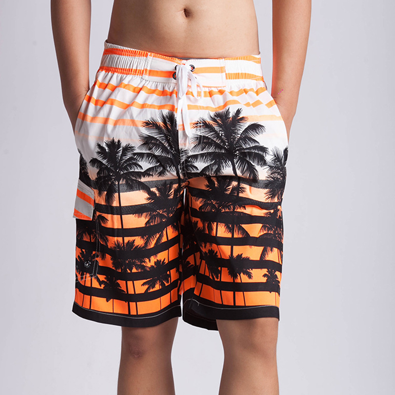 Oem Factory Manufacturer Custom Logo Knitted Beach Surf Shorts Hawaiian Style Male Swimming Wear