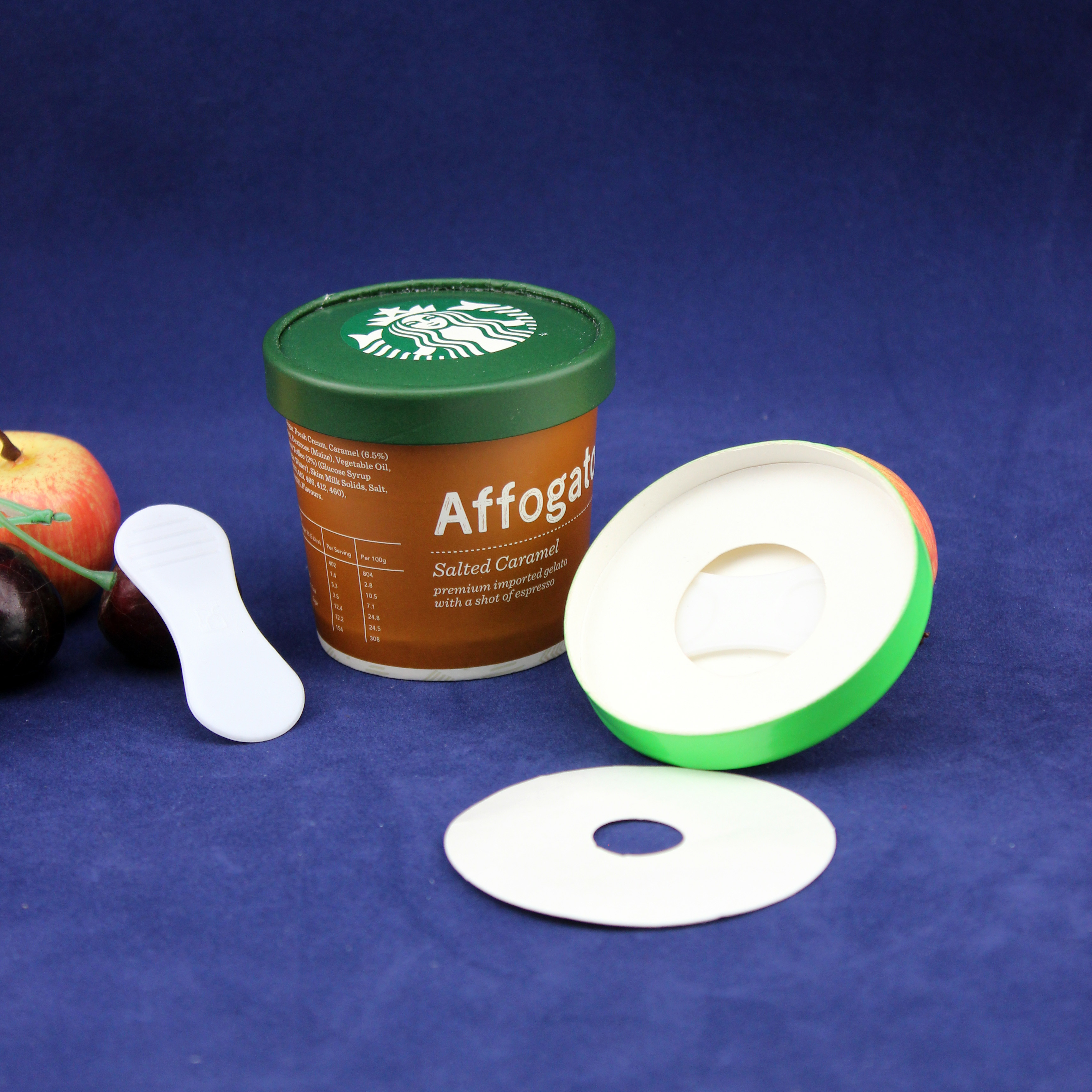 PE Coated Ice Cream Paper Cup With Lid Plastic Spoon Double Wall Packaging