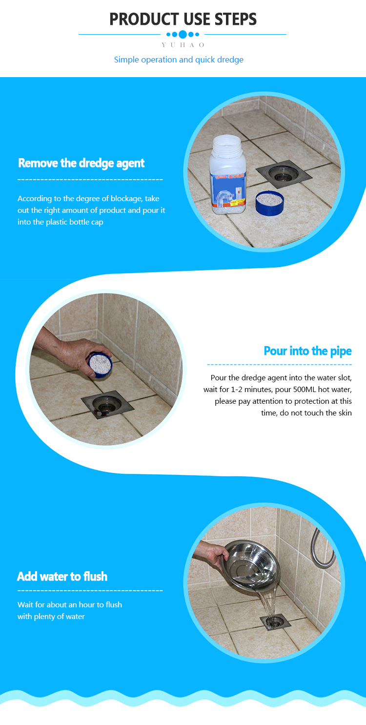 268g/Bottle Drain Pipe Opener Cleaner Powder For Toilet 120mm