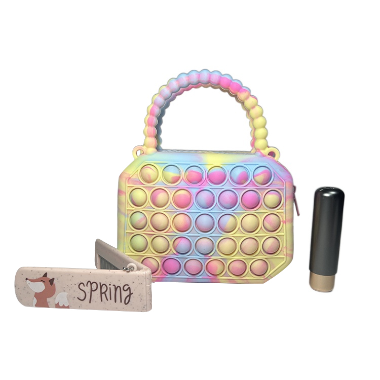 Rainbow Silicone Shoulder Bag , Kids Sensory Toys Baby Silicone Products