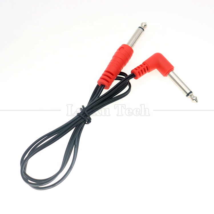 90 Degree Right Angle to Straight 6.35mm TS Jack Stereo Audio Cable for Gui tar Pedal