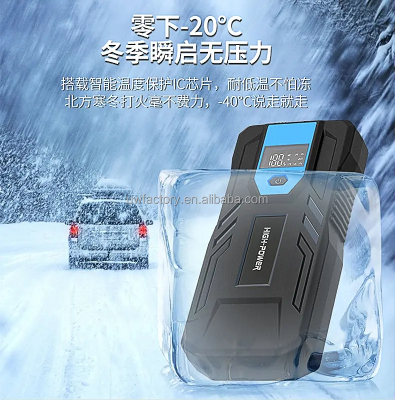 28000mAh 12V 2500A Peak Car Emergency Tool Jump Starter Portable Power Bank with Flashlight and AC400V Rated Output