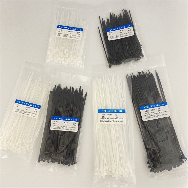 Self Locking White Nylon Cable Ties 3.6mmX200mm Nylon 66 Cable Ties