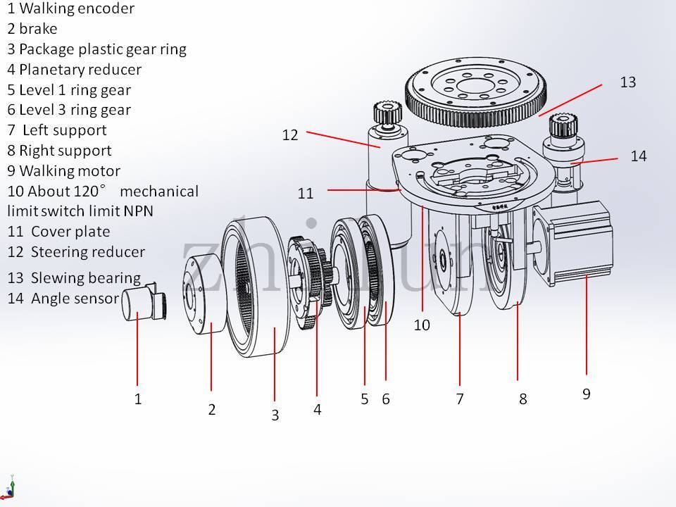 500kg AGV Drive Wheel For Kinco Built In Planetary Reducer