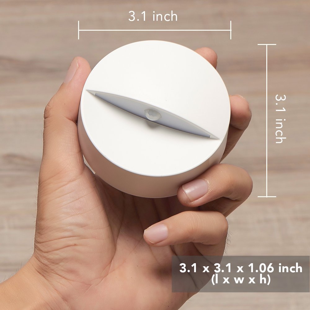 Indoor Motion Sensor LED White Night Light ,Stick Anywhere Wireless Battery Operated Dusk to Dawn Automatic Activated