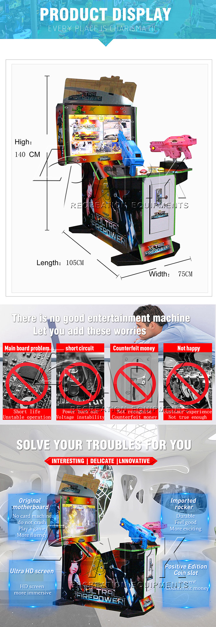 32" Ultra FirePower 3 In 1 Shooting Arcade Machines