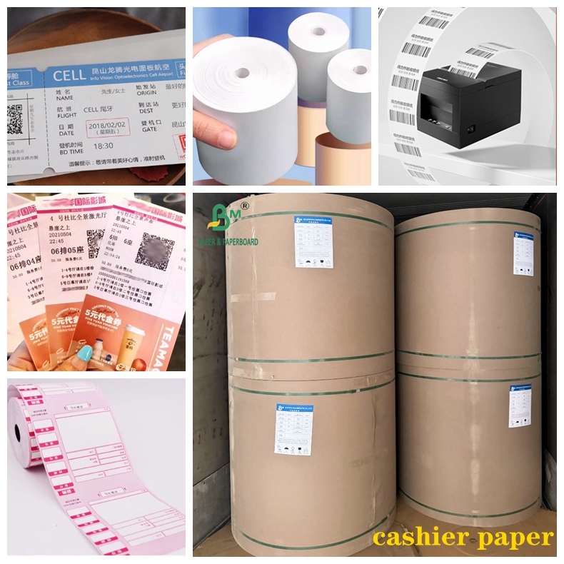 55gram Thermal Coating White Cashier Paper Jumbo Roll In 240mm x 3000meter 