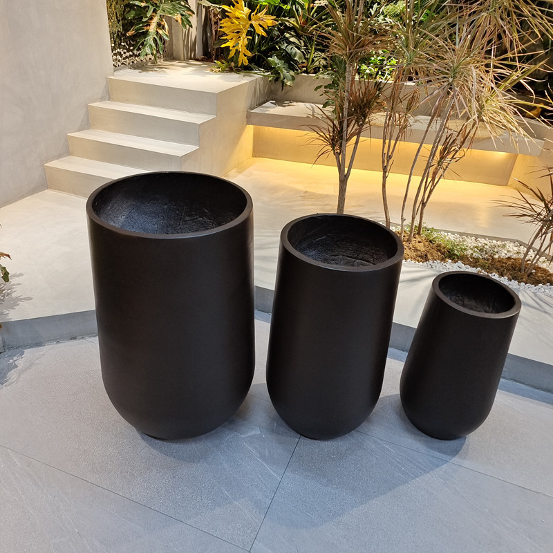 Frost Resistant Round Shape Fiber Clay Planter For Hotel