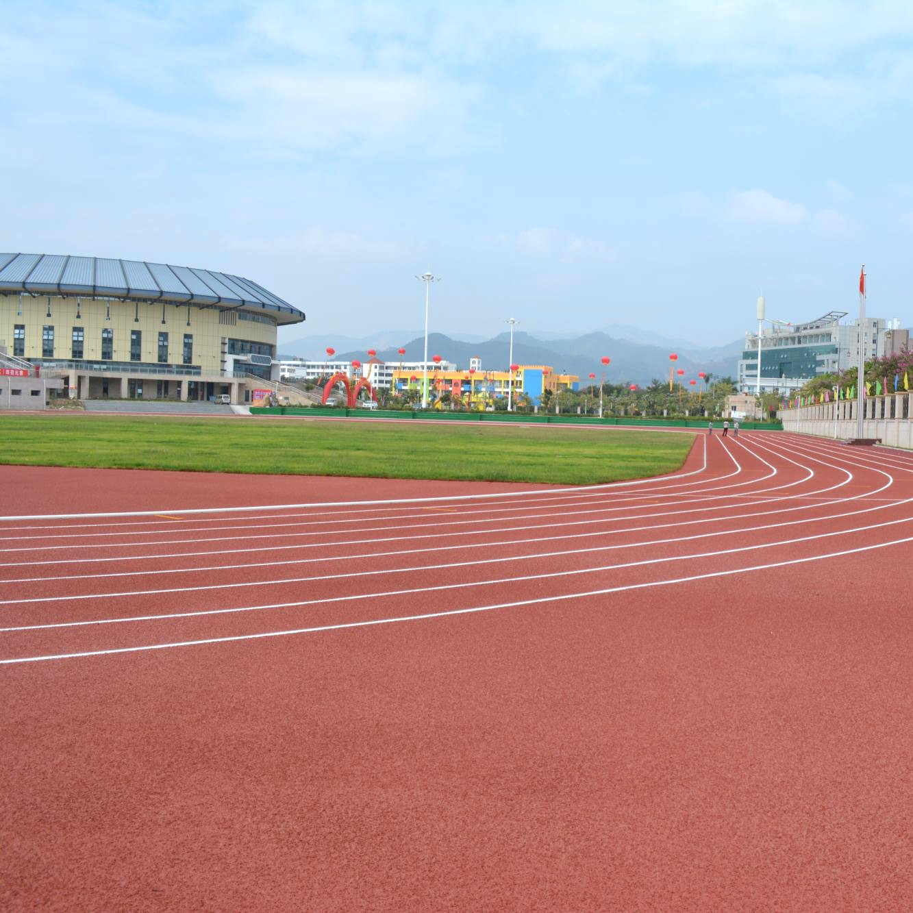 9mm Thick Red Eco Sports Flooring Rubber Running Track Impact Resistance
