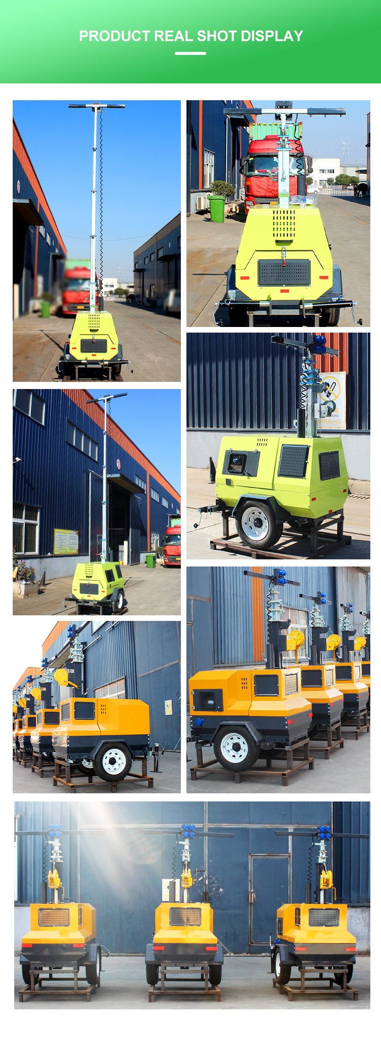 40000 Hours Working Time 7M Industrial Mobile Light Tower for Construction Lighting