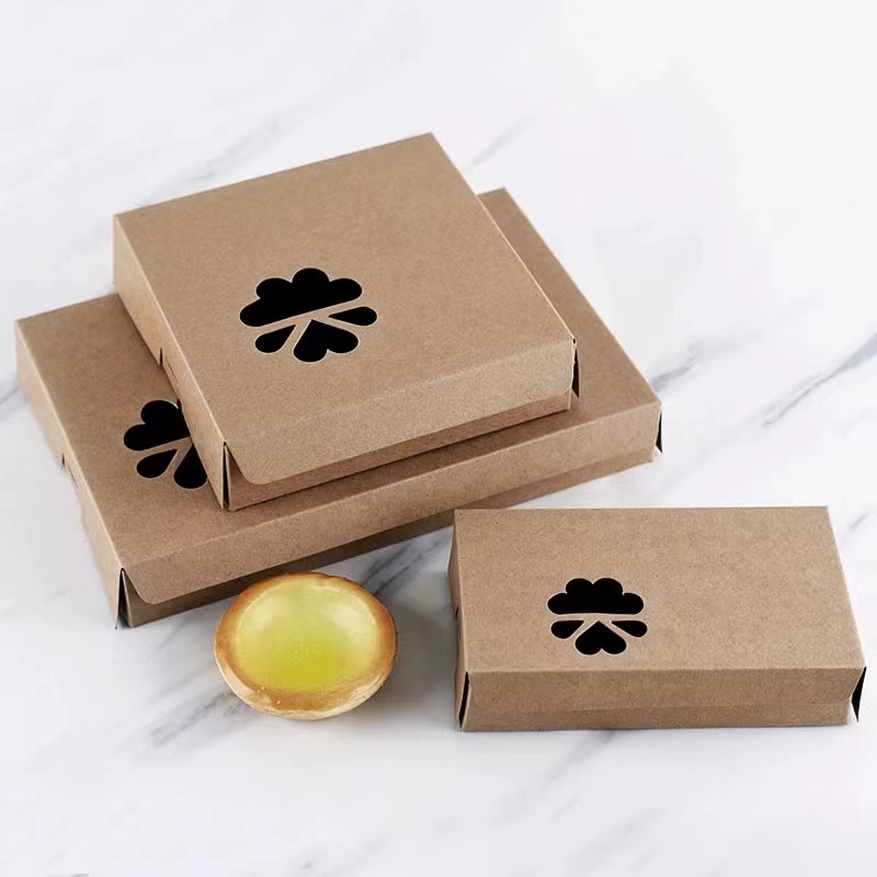 Mini Portuguese Egg Tart Packaging Box 2/4/6-piece Egg Tart Box Vintage Kraft Paper Small Pastry Packaging Box