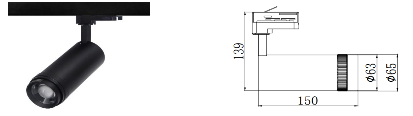 E02 series Integrated Zoomable LED tracklight adjustable 15-55° Dali 1-10V dimmable 6/4 wire 3 phase