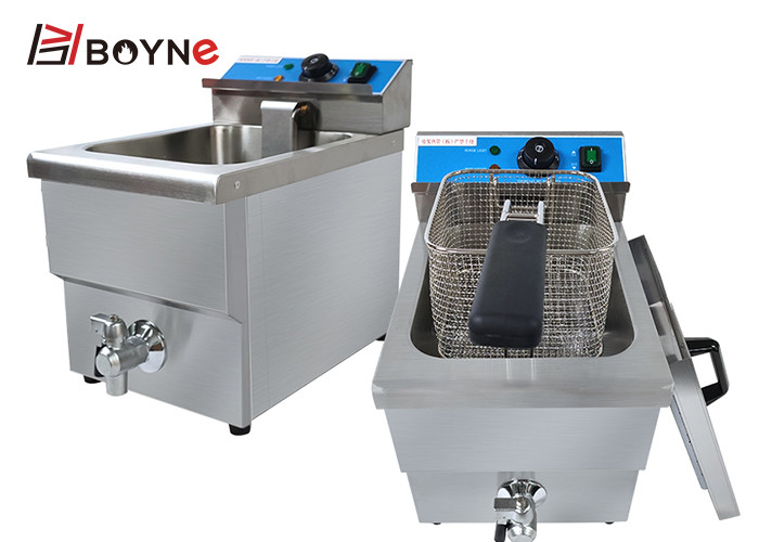 SS201 Commercial Kitchen Cooking Equipment 12 Liter 1 Tank Electric Deep Fryer
