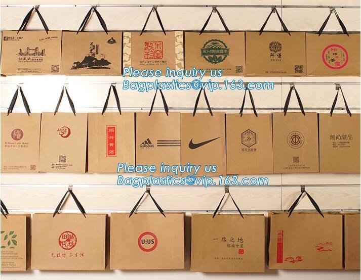 Customized Red Printed Kraft Paper Shopping Bag with Ribbon Handles and Bowknot,Kraft Paper Shopping Bag with Kinds off