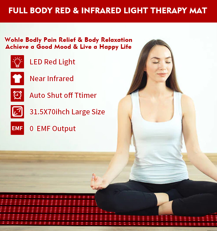 Fitkang125W Black Infrared Red Light Therapy Mat for Full Body Fat Reduction in Black Design