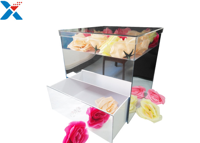 Mirror Acrylic LED Box With Drawer , Flowers Packing Mirror Flower Box
